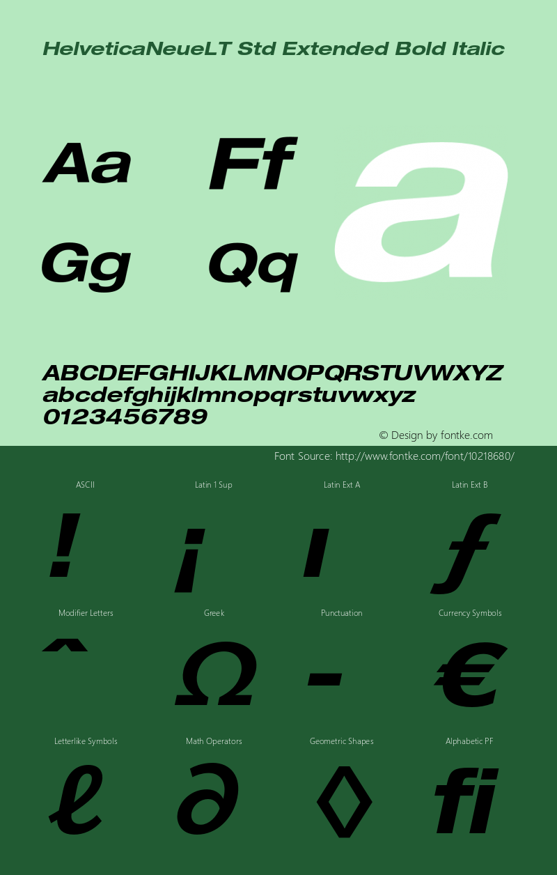 HelveticaNeueLT Std Extended Bold Italic Version 2.035;PS 002.000;hotconv 1.0.51;makeotf.lib2.0.18671 Font Sample