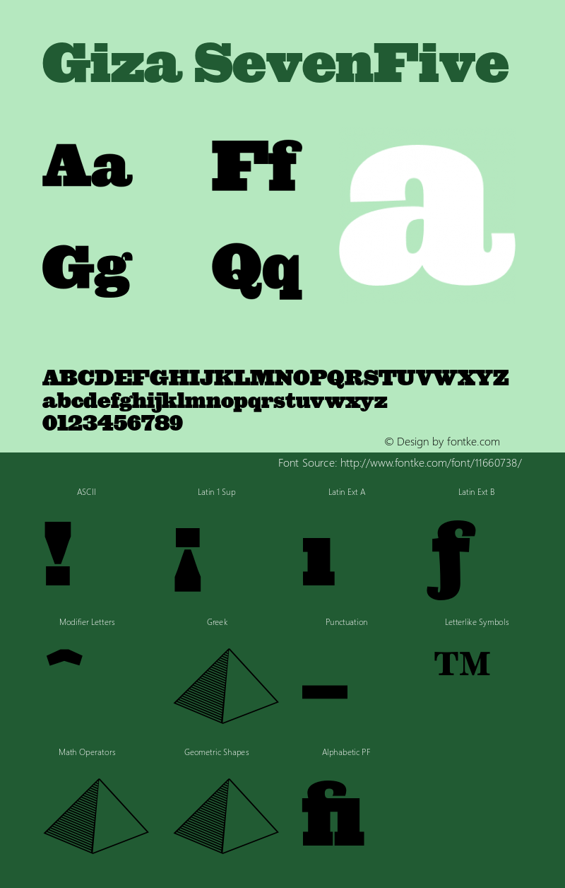 Giza SevenFive Version 001.000 Font Sample