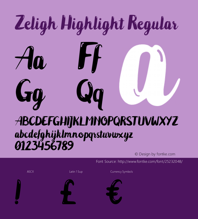 ZelighHighlight 1.000 Font Sample