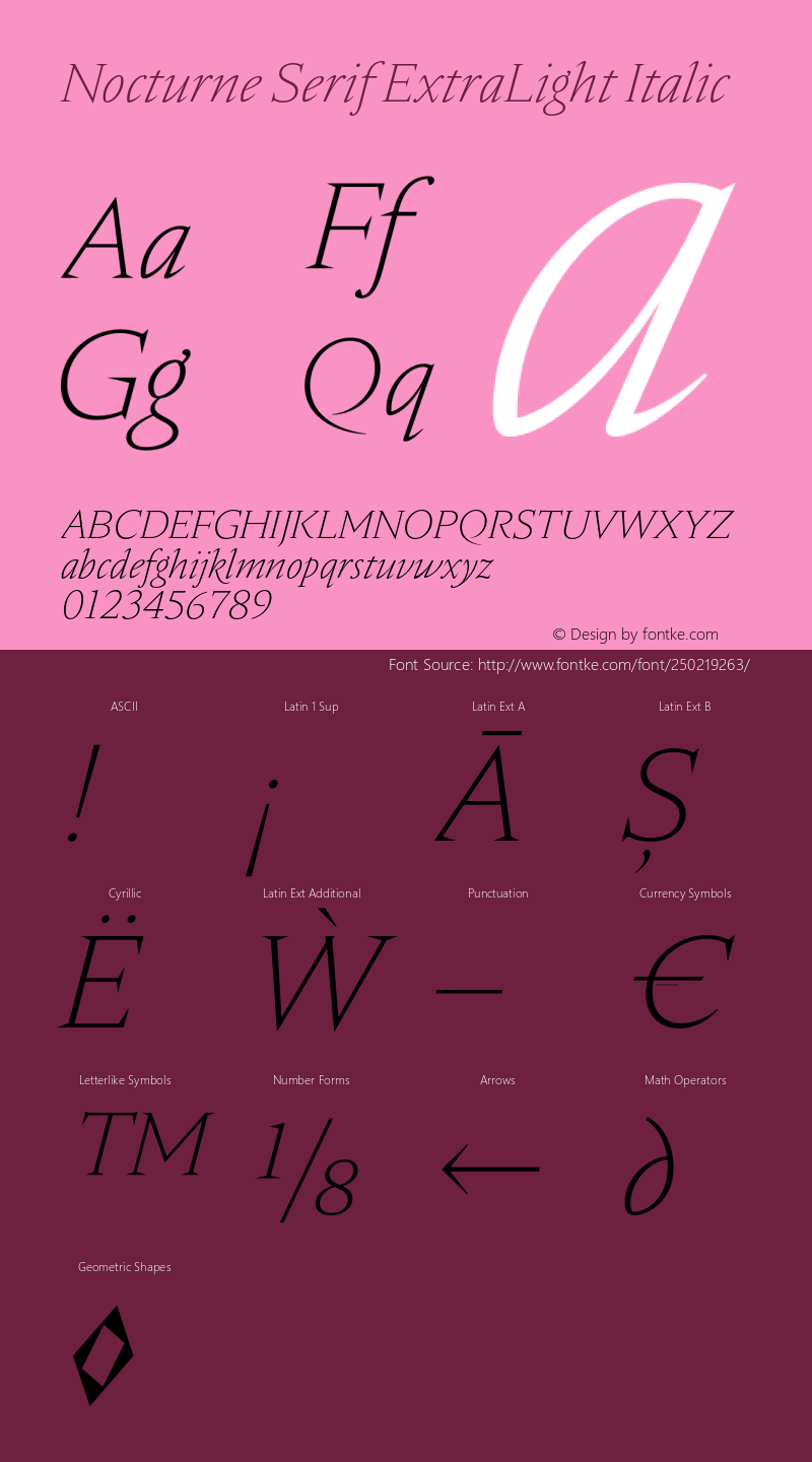 Nocturne Serif ExtraLight Italic Version 1.000;PS 001.000;hotconv 1.0.88;makeotf.lib2.5.64775图片样张