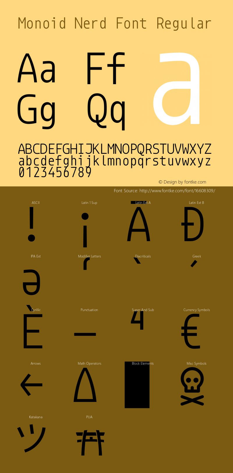 Monoid Nerd Font Regular Version 0.61;Nerd Fonts 0.8. Font Sample