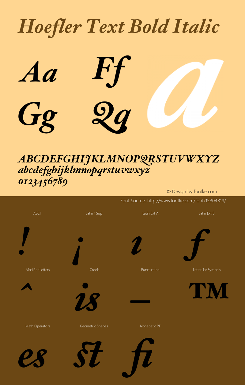 Hoefler Text Bold Italic 001.000 Font Sample