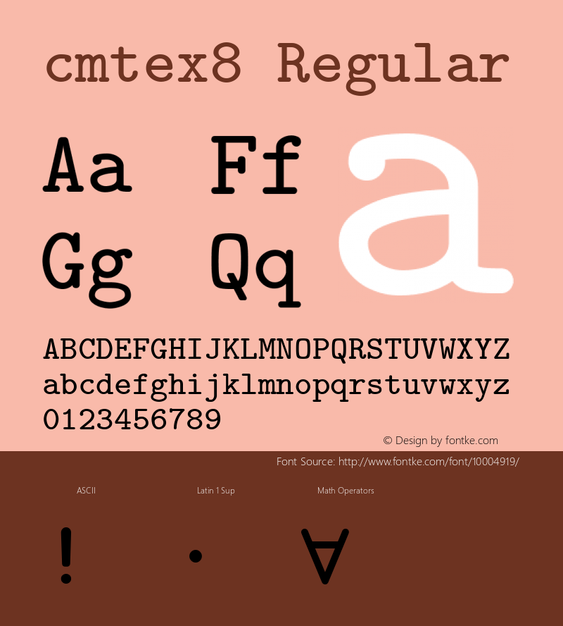 cmtex8 Regular 1.1/12-Nov-94 Font Sample