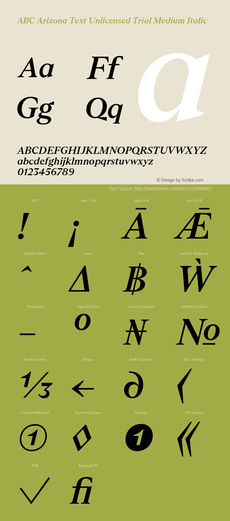 ABC Arizona Text Unlicensed Trial Medium Italic Version 1.000;Unlicensed Trial图片样张