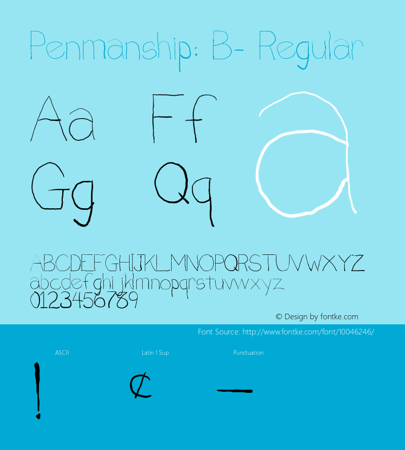 Penmanship: B- Regular 1.2 Font Sample