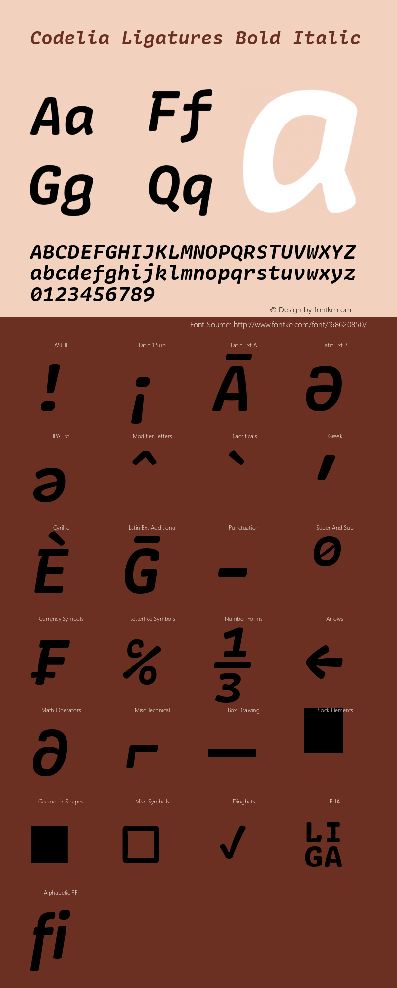 Codelia Ligatures Bold Italic 1.000 | web-TT图片样张