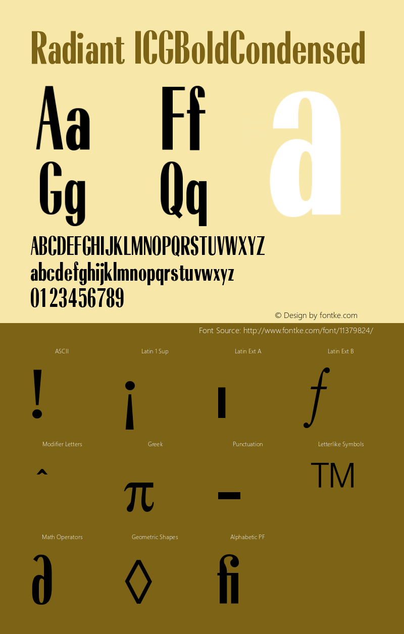 Radiant ICGBoldCondensed Version 001.000 Font Sample