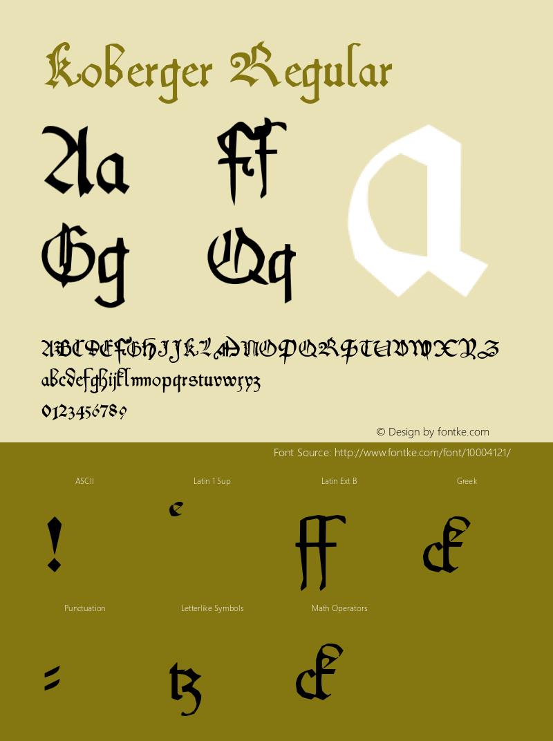 Koberger Regular 1.0 Font Sample