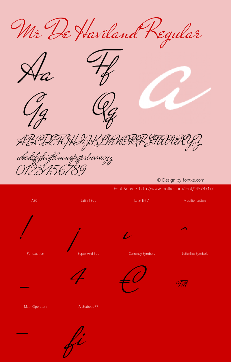 Mr De Haviland Regular Version 1.000 Font Sample