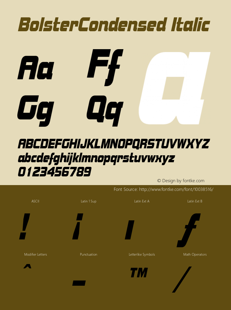 BolsterCondensed Italic The IMSI MasterFonts Collection, tm 1995 IMSI Font Sample