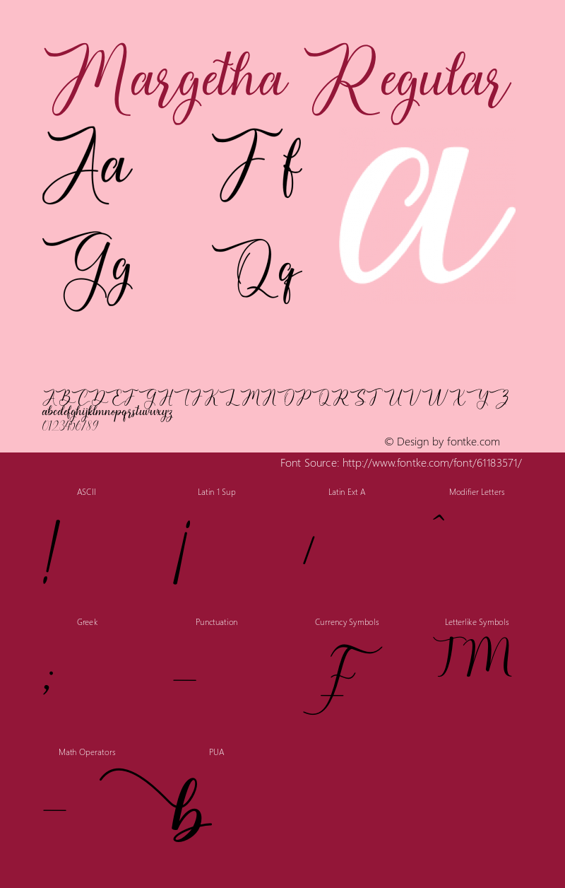 Margetha Version 1.00;April 15, 2020;FontCreator 12.0.0.2566 64-bit Font Sample