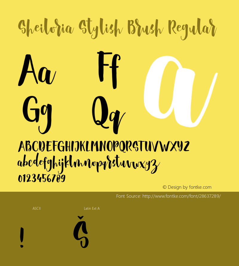 SheiloriaStylishBrush Version 1.000 Font Sample