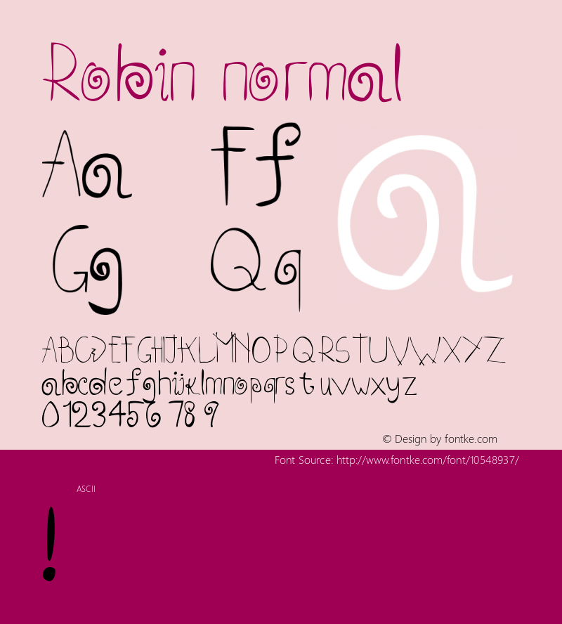 Robin normal Version 001.003 Font Sample