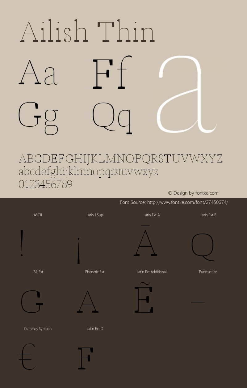 Ailish Thin Version 1.0 Font Sample