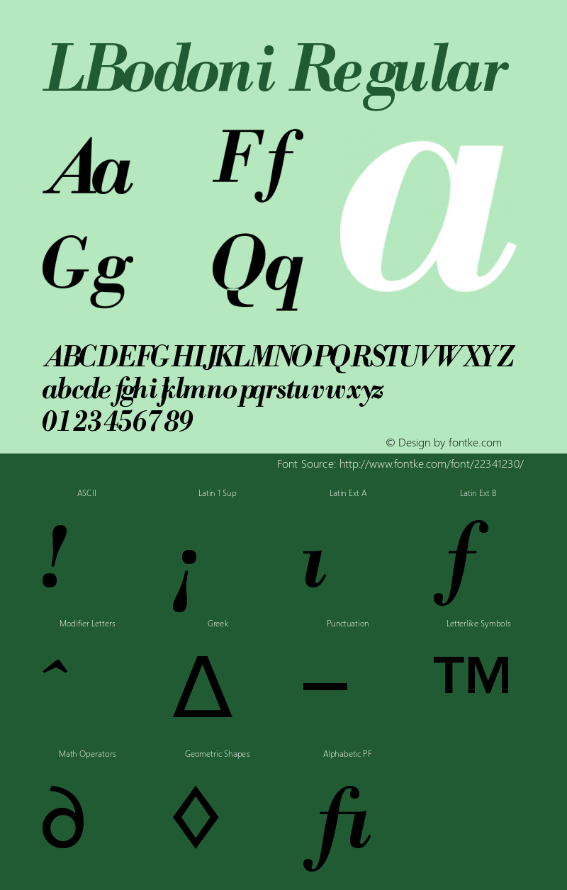 LBodoni-BldItlic 4.0 Font Sample