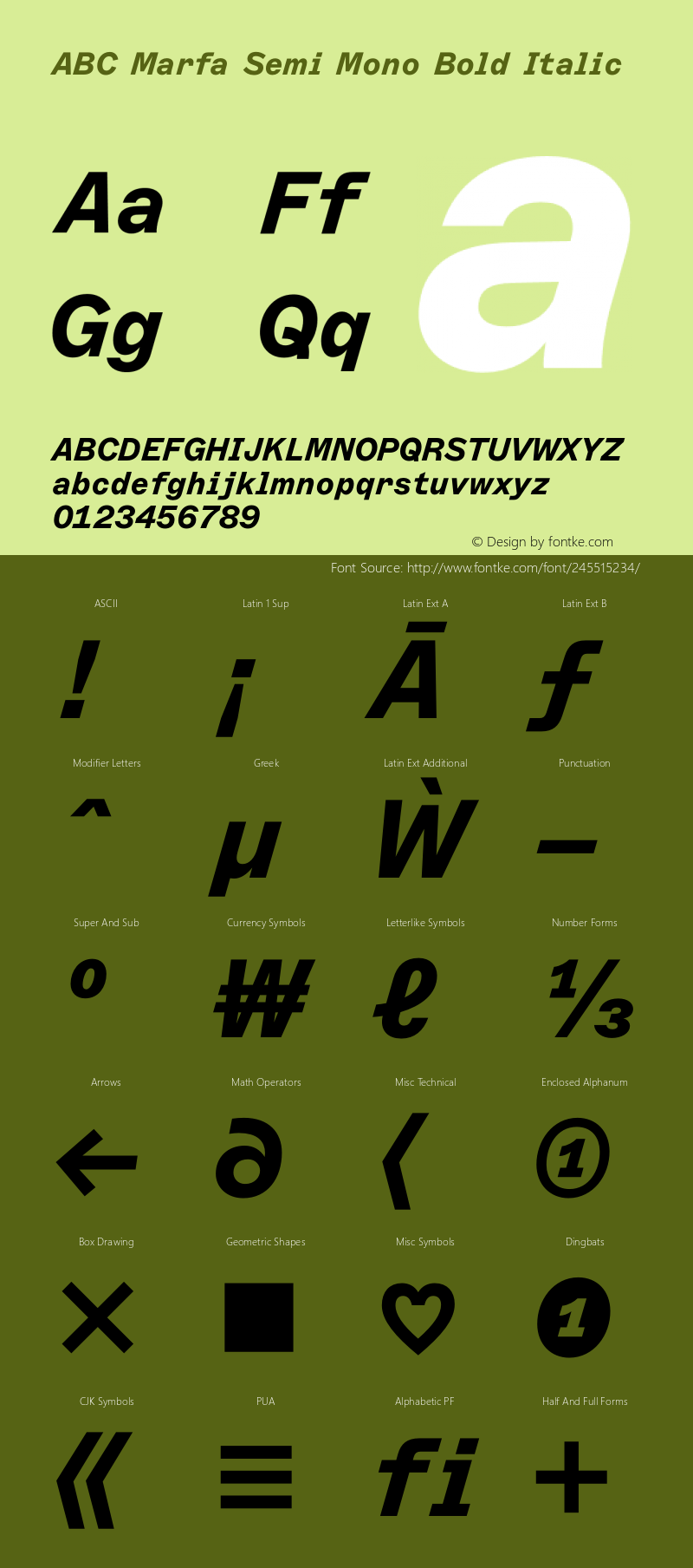 ABC Marfa Semi Mono Bold Italic Version 2.000图片样张