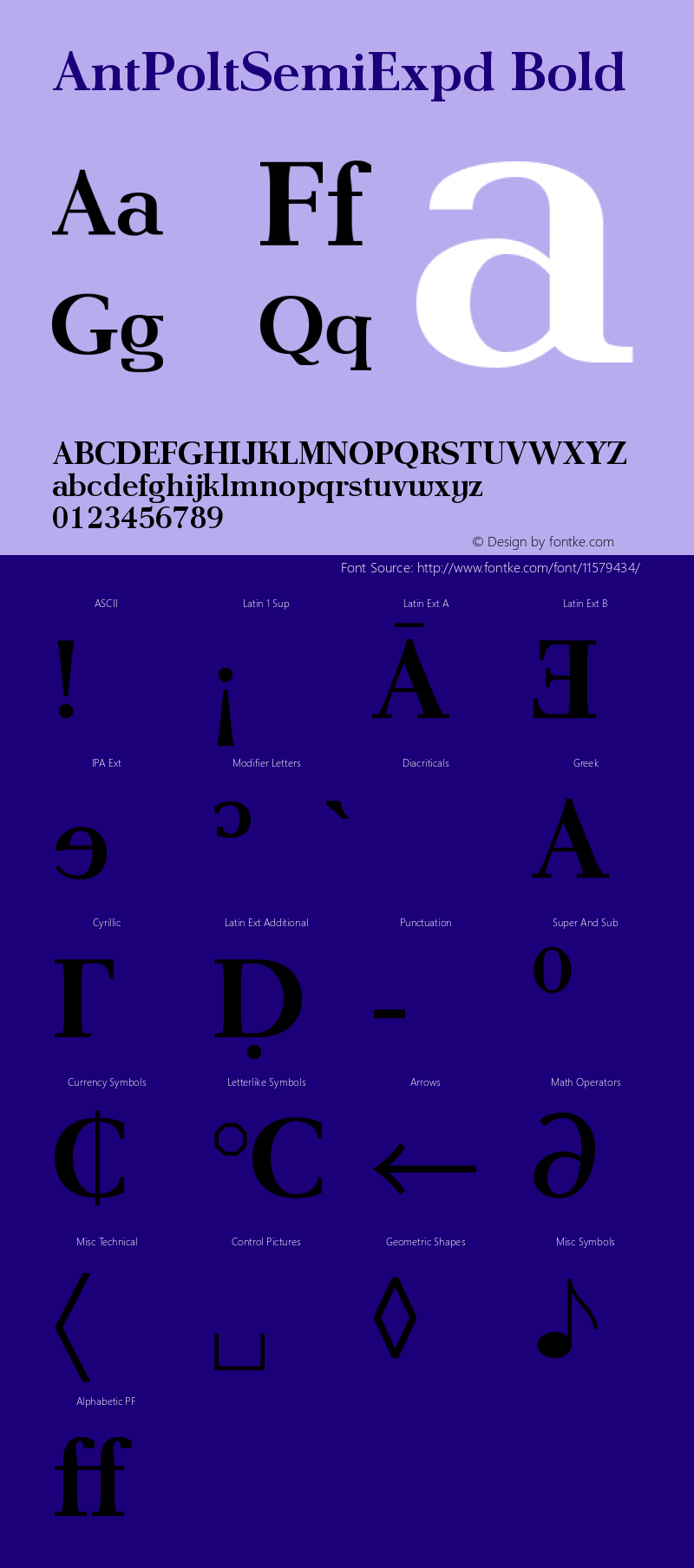 AntPoltSemiExpd Bold Version 1.101 Font Sample