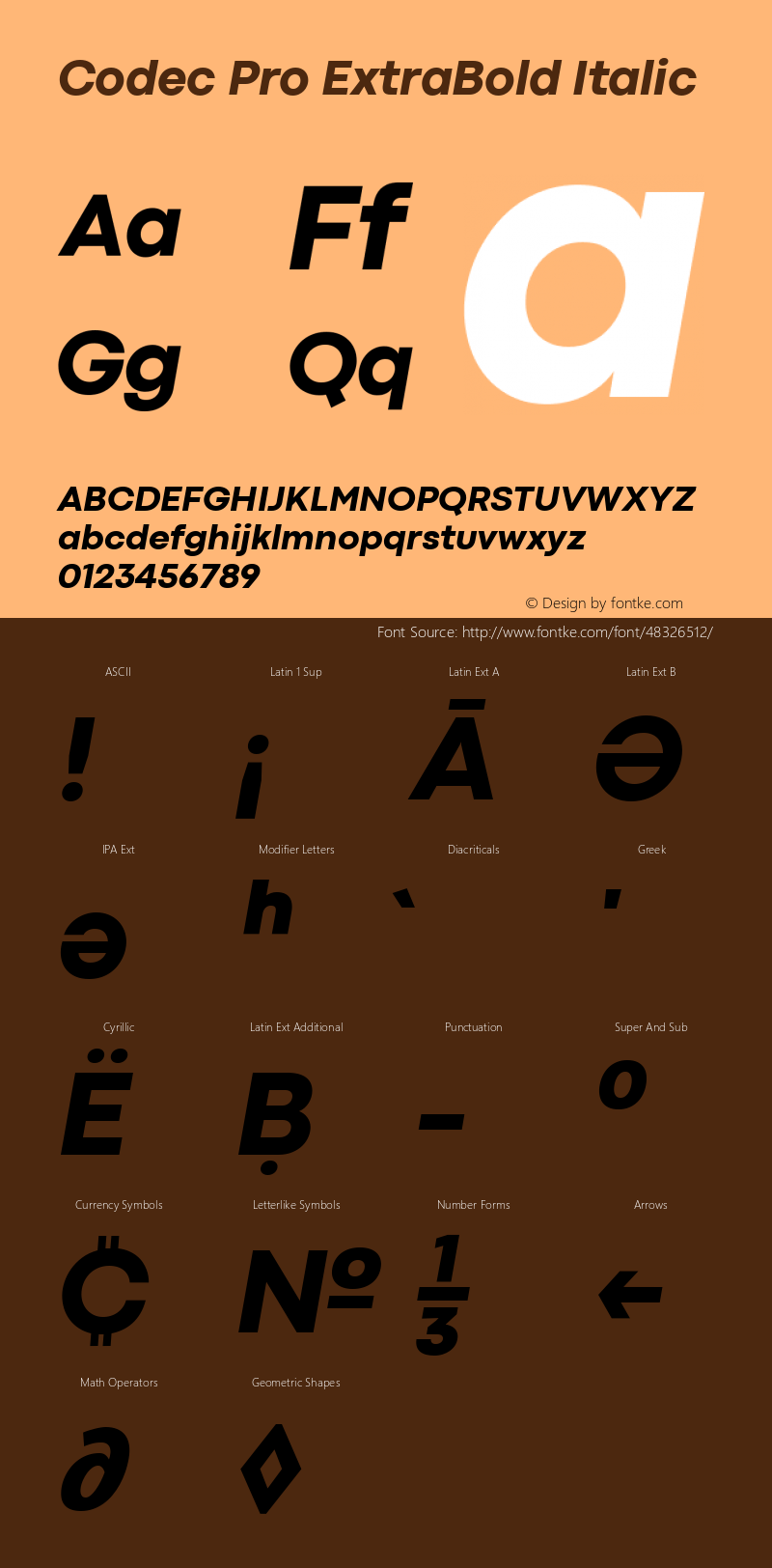 Codec Pro ExtraBold Italic Version 1.000;hotconv 1.0.109;makeotfexe 2.5.65596 Font Sample