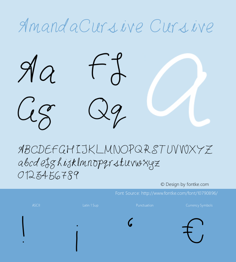 AmandaCursive Cursive Version 001.000 Font Sample