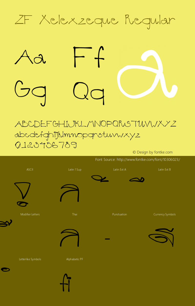 ZF Xelexzeque Regular Version 1.1 - 26/01/2005 - All Programs Supported Font Sample