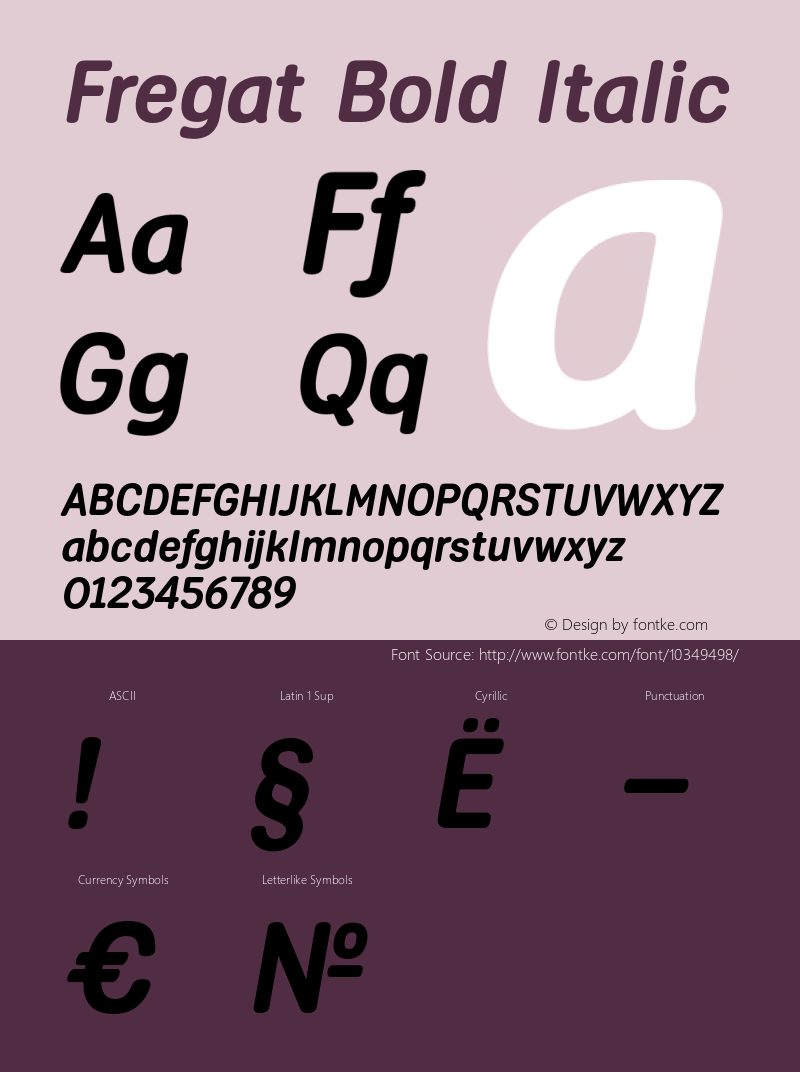 Fregat Bold Italic Version 1.000 2008 initial release Font Sample