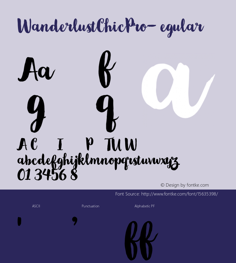 WanderlustChicPro-Regular ☞ Version 1.000;com.myfonts.easy.cultivated-mind.wanderlust-collection.chic-pro.wfkit2.version.4t76 Font Sample
