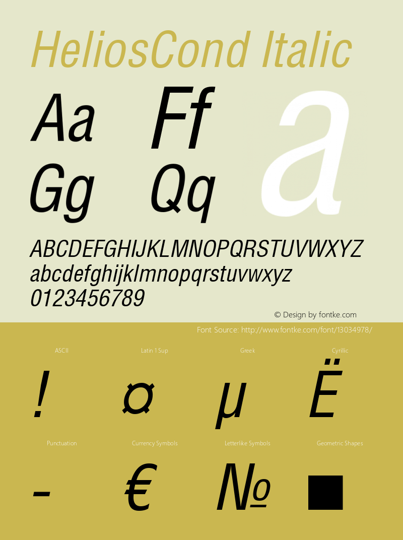 HeliosCond Italic OTF 1.0;PS 001.001;Core 116;AOCW 1.0 161 Font Sample