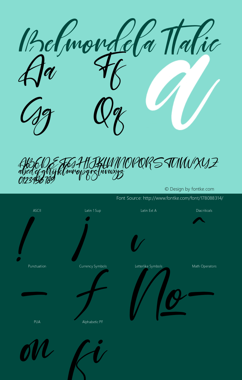 Belmondela Italic Version 1.00;July 25, 2021;FontCreator 13.0.0.2683 64-bit图片样张