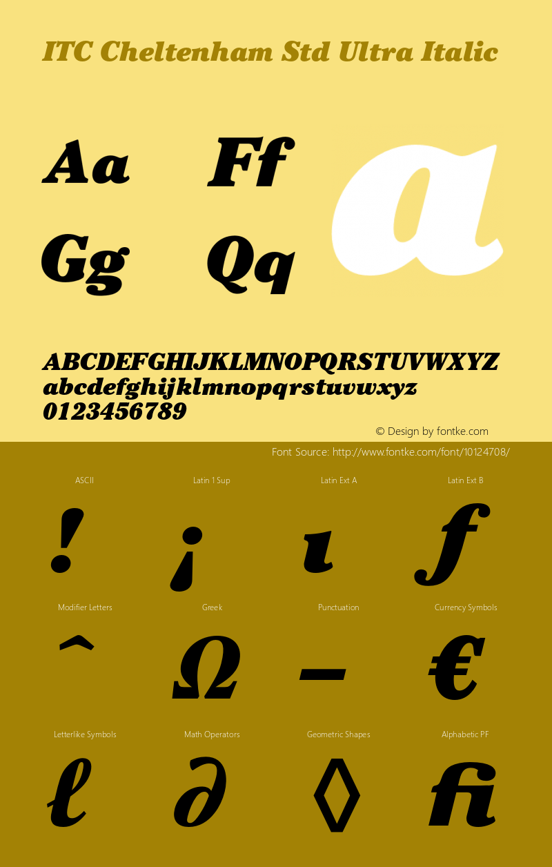 ITC Cheltenham Std Ultra Italic OTF 1.018;PS 001.001;Core 1.0.31;makeotf.lib1.4.1585 Font Sample