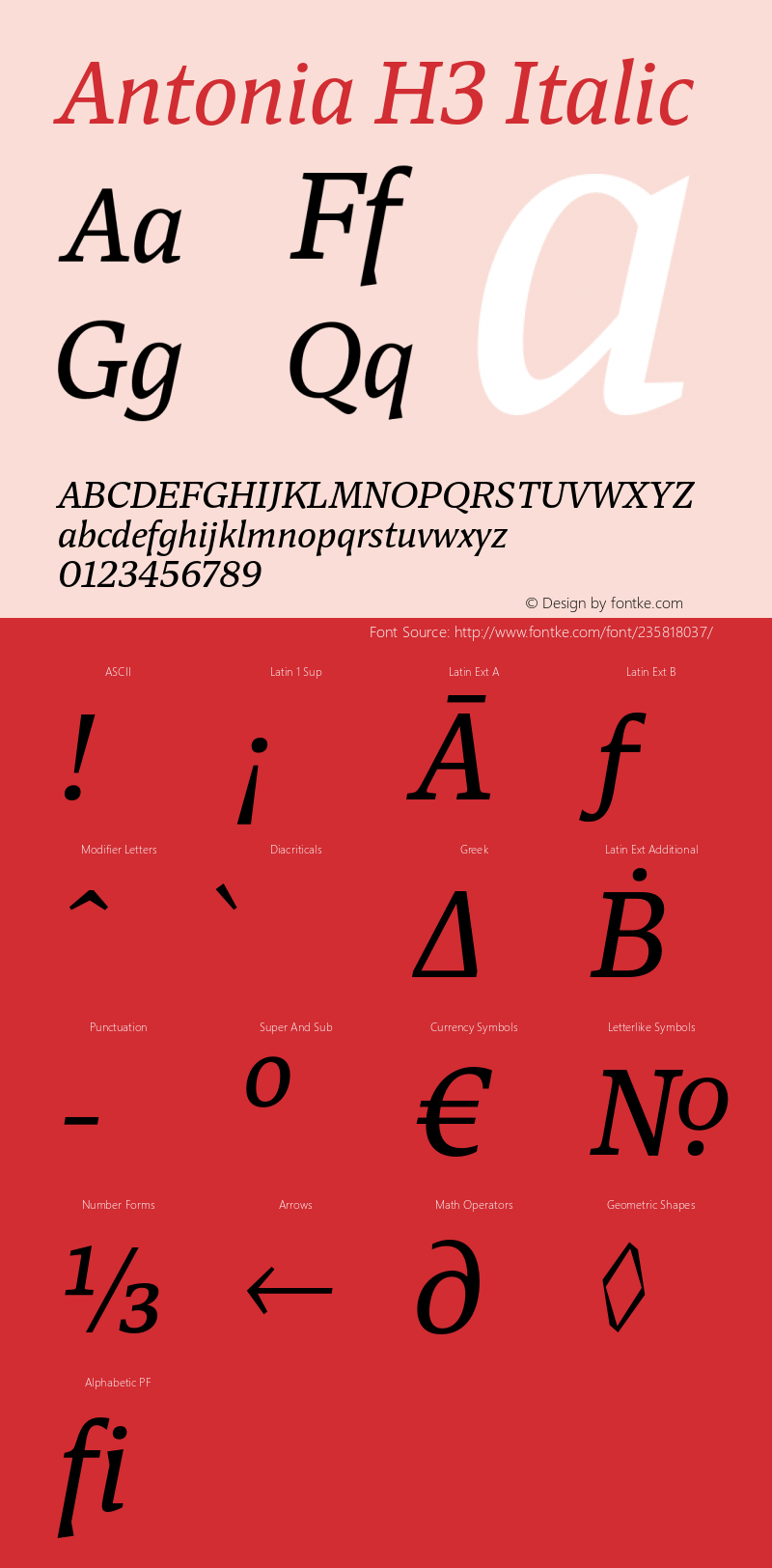 Antonia H3 Italic Version 1.007图片样张