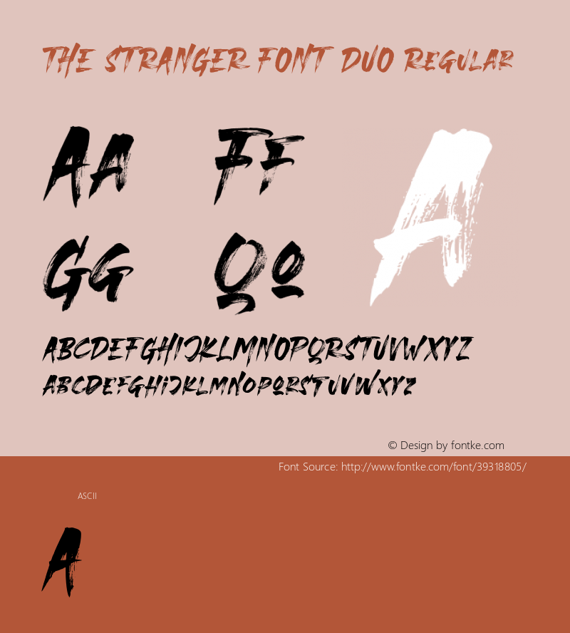 THESTRANGERFONTDUO Version 1.00;August 30, 2019;FontCreator 11.5.0.2430 64-bit Font Sample