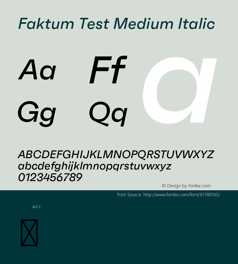 Faktum Test Medium Italic Version 1.001;PS 001.001;hotconv 1.0.88;makeotf.lib2.5.64775 Font Sample