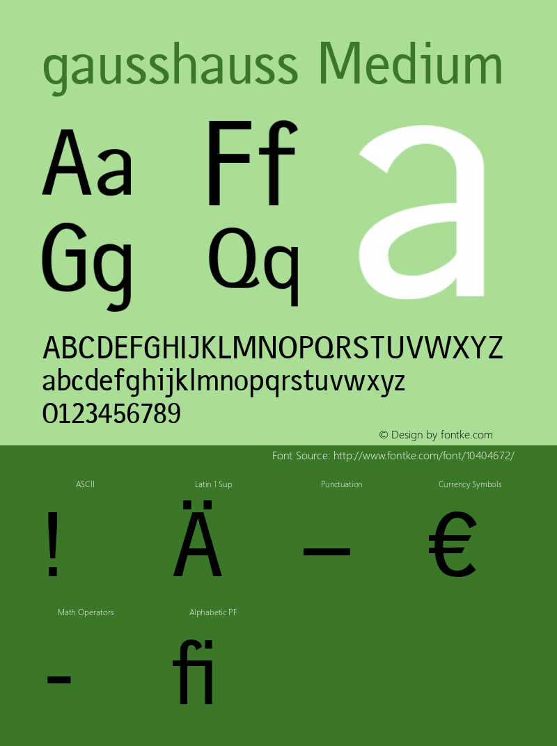gausshauss Medium Version 1.000 Font Sample
