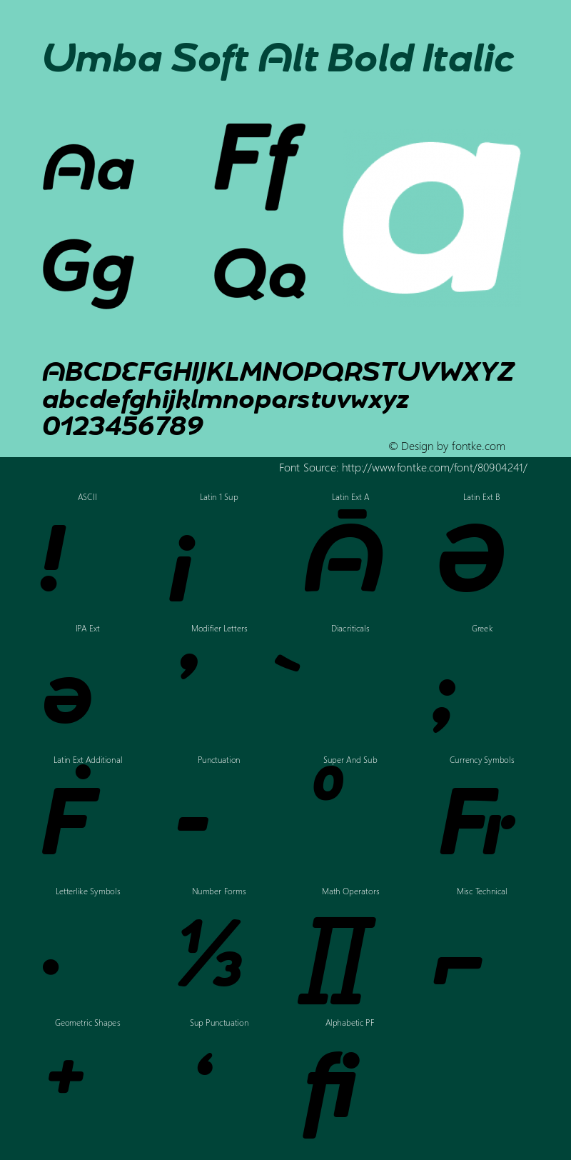 UmbaSoft-AltBoldItalic Version 2.020 | w-rip DC20181205 Font Sample