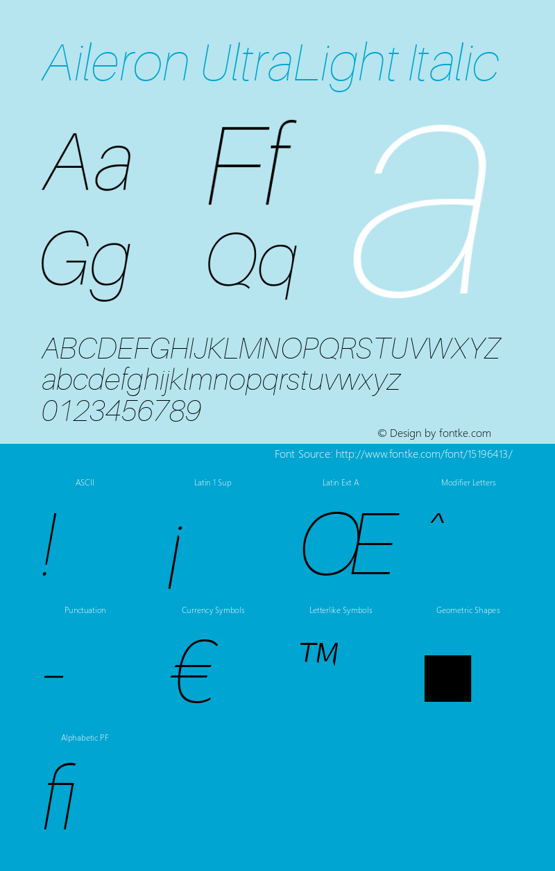 Aileron UltraLight Italic Version 1.000;PS 001.000;hotconv 1.0.70;makeotf.lib2.5.58329 Font Sample