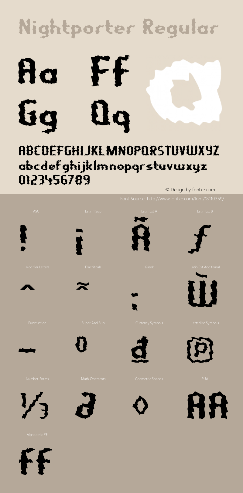 Nightporter Regular Version 5.000 Font Sample