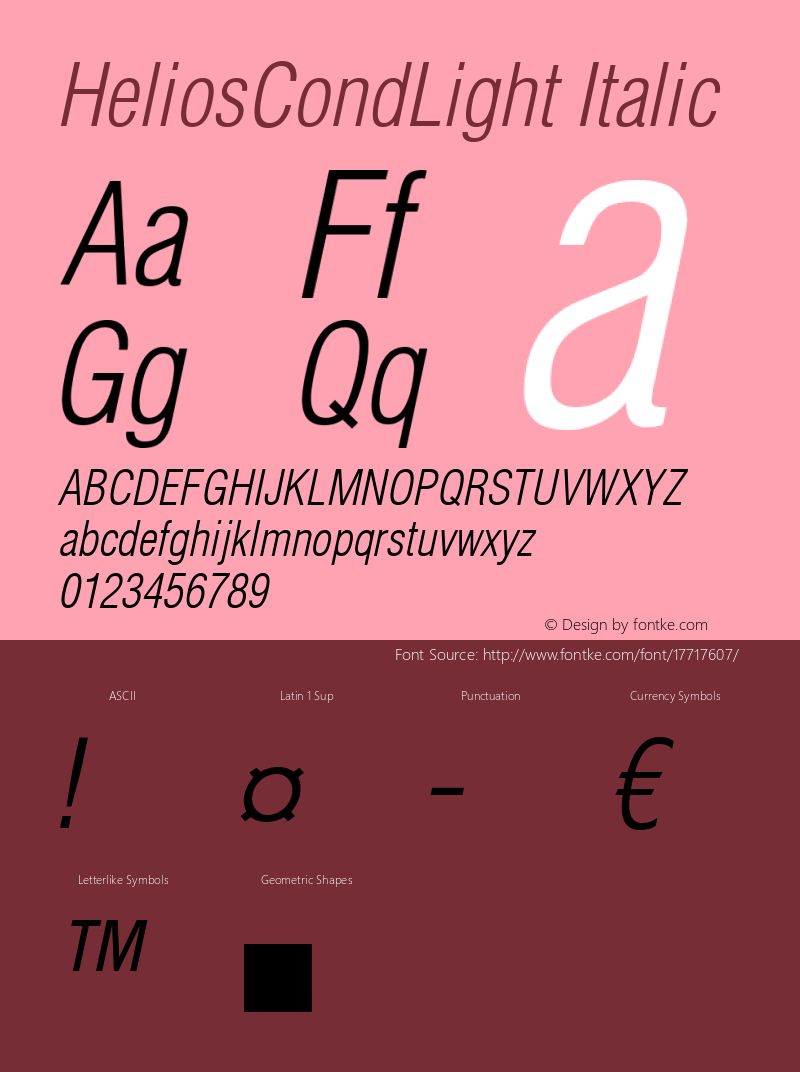 HeliosCondLight Italic OTF 1.0;PS 004.001;Core 116;AOCW 1.0 161 Font Sample