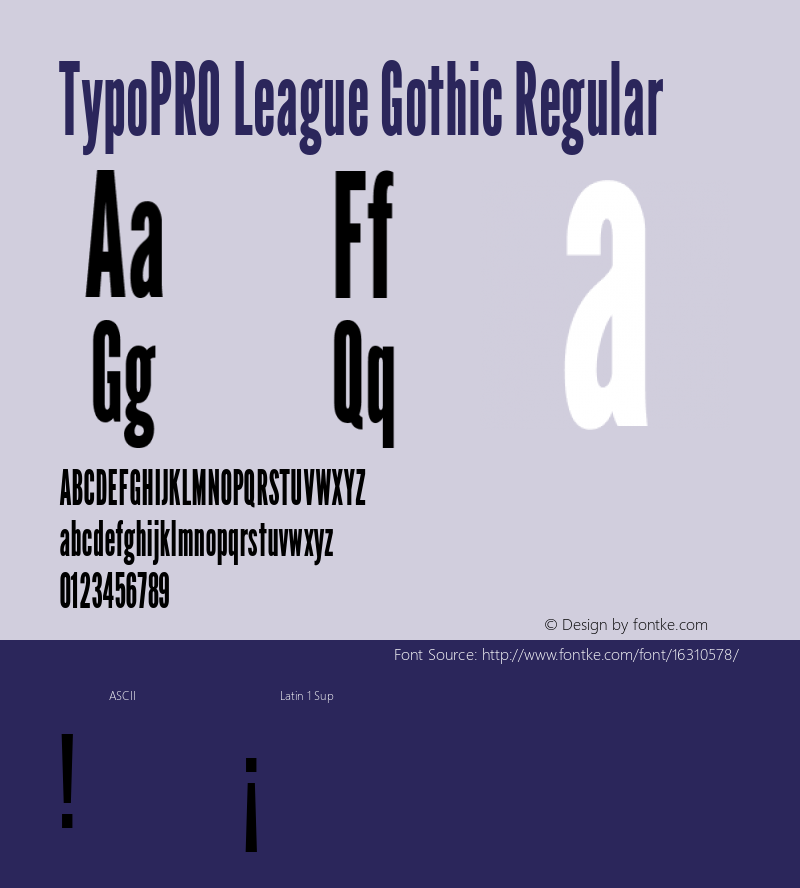 TypoPRO League Gothic Regular Version 1.001;PS 001.001;hotconv 1.0.56;makeotf.lib2.0.21325 Font Sample