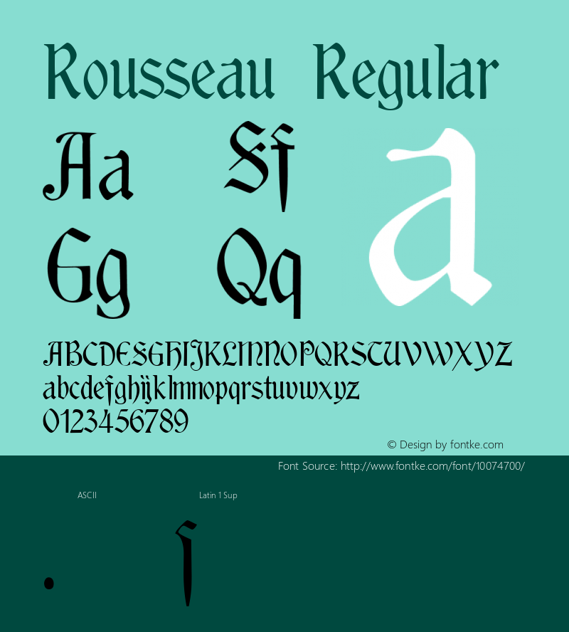 Rousseau Regular Altsys Fontographer 4.0 8/3/94 Font Sample