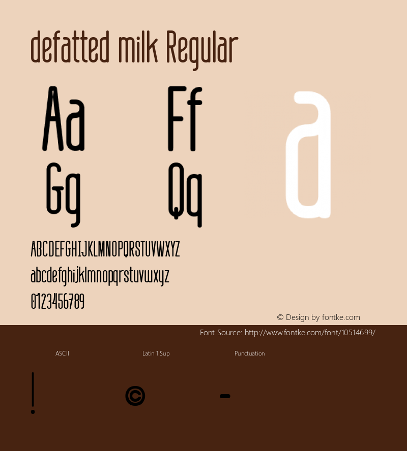 defatted milk Regular Version 1.000 Font Sample