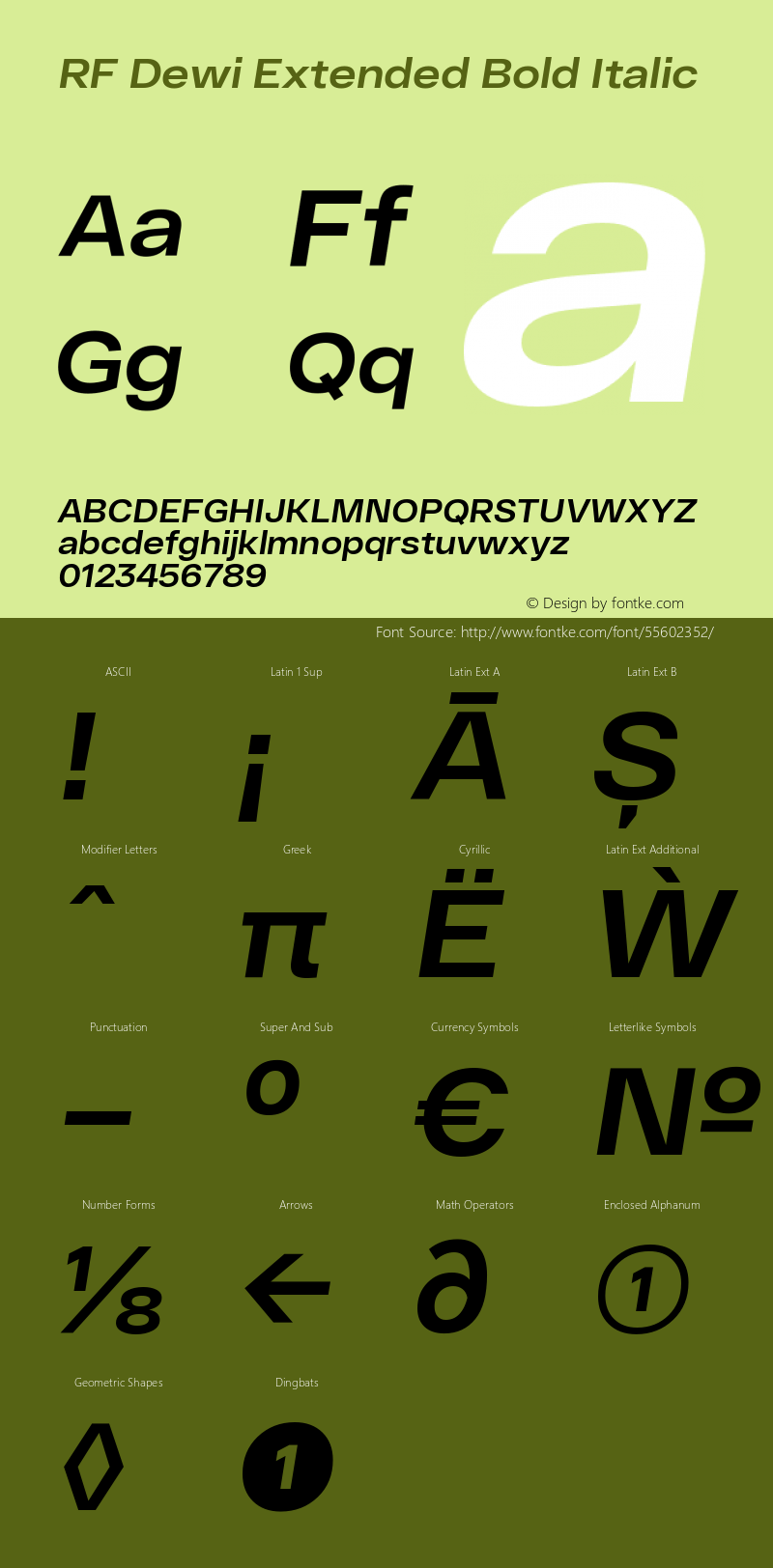 RF Dewi Extended Bold Italic Version 1.000;PS 001.000;hotconv 1.0.88;makeotf.lib2.5.64775 Font Sample