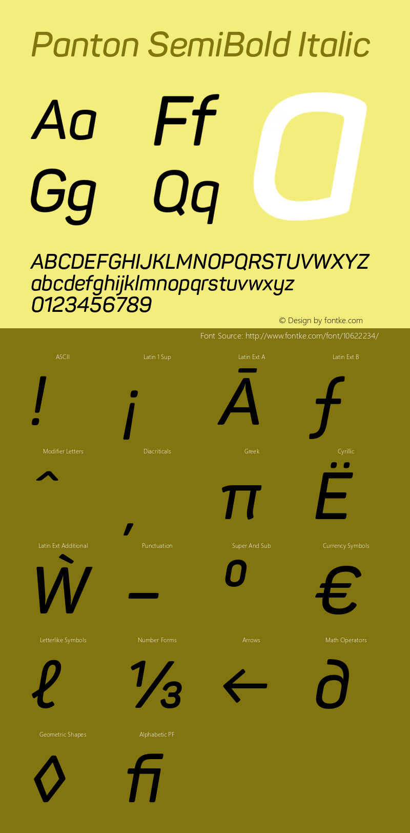 Panton SemiBold Italic Version 1.000 Font Sample