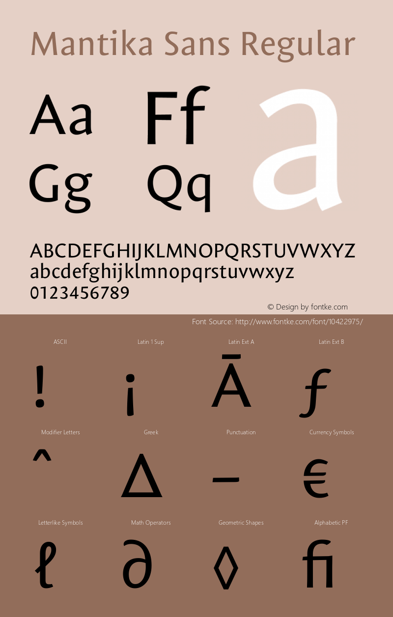 Mantika Sans Regular Version 1.00 Font Sample