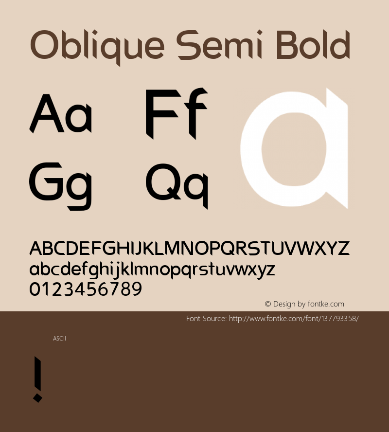 Oblique Semi Bold Version 1.000 Font Sample