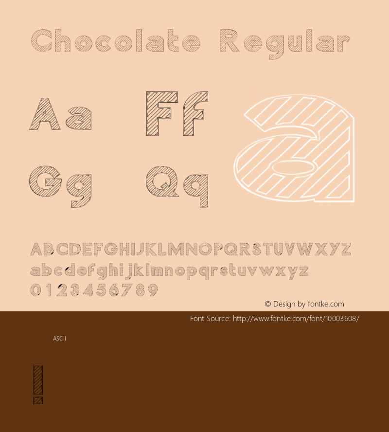 Chocolate Regular Altsys Fontographer 4.0 11/8/94 Font Sample