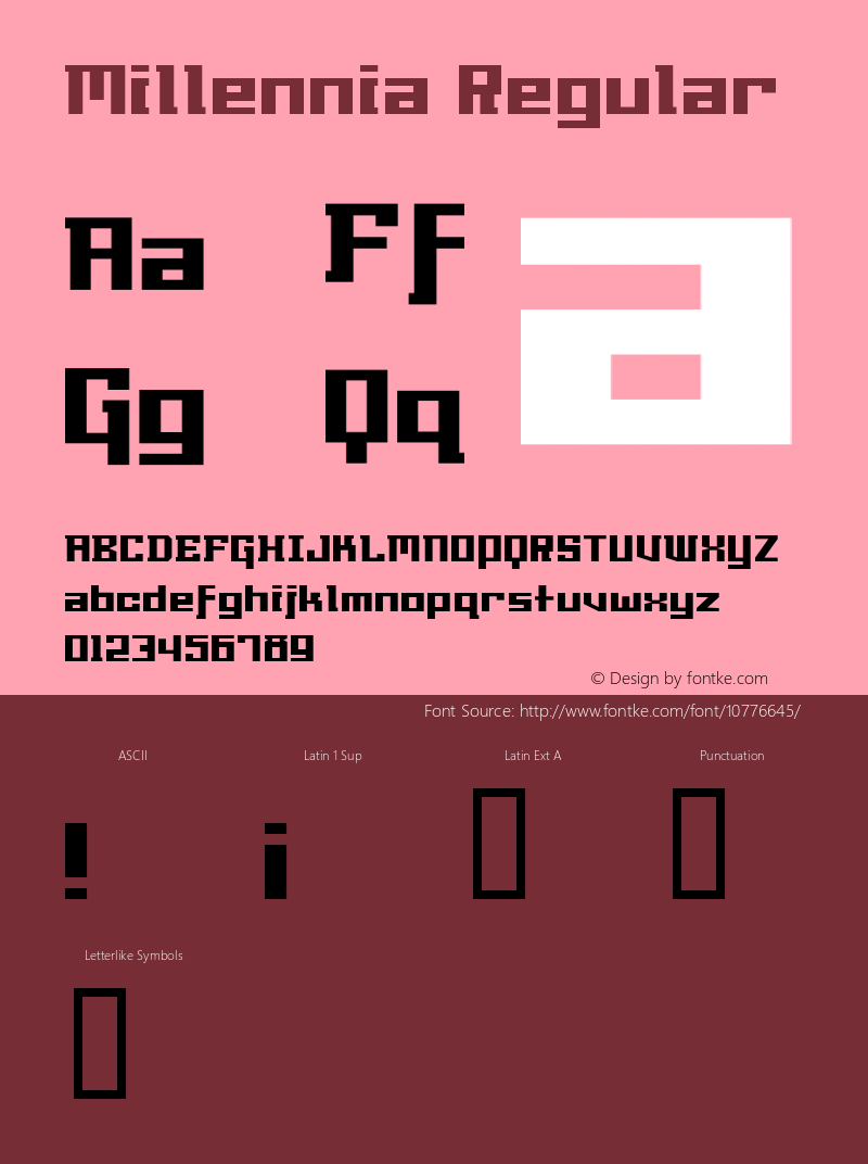 Millennia Regular Macromedia Fontographer 4.1.5 1/10/00 Font Sample