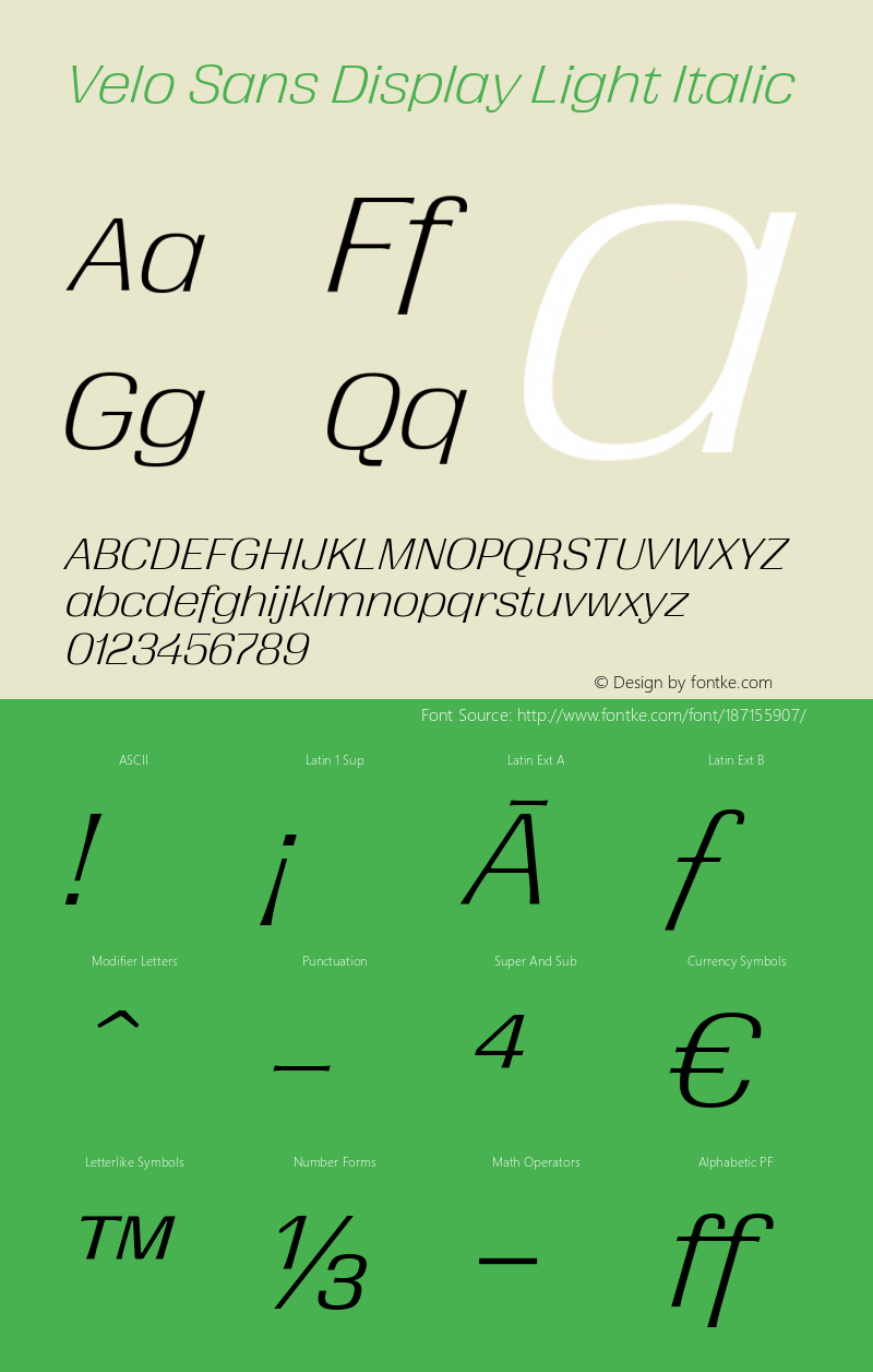 Velo Sans Display Light Italic Italic Version 1.000;PS 1.0;hotconv 1.0.88;makeotf.lib2.5.647800图片样张