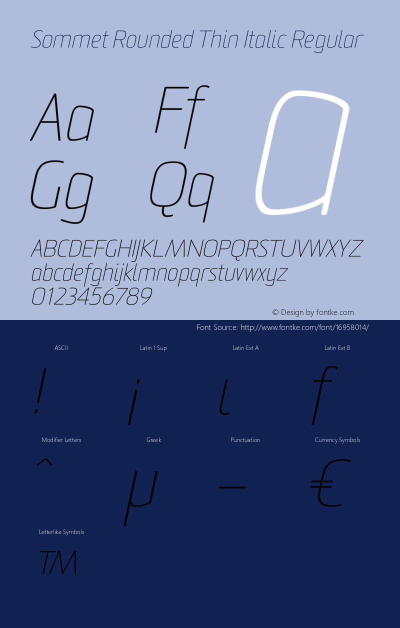 Sommet Rounded Thin Italic Regular Version 1.00 Font Sample