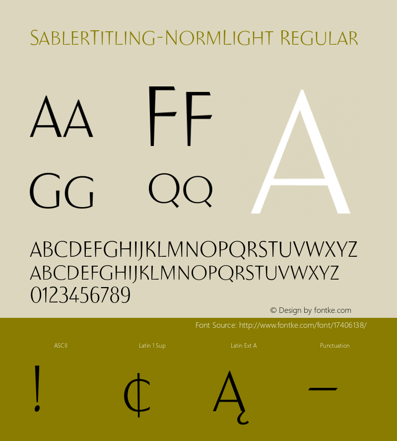 SablerTitling-NormLight Regular Version 1.0 Font Sample