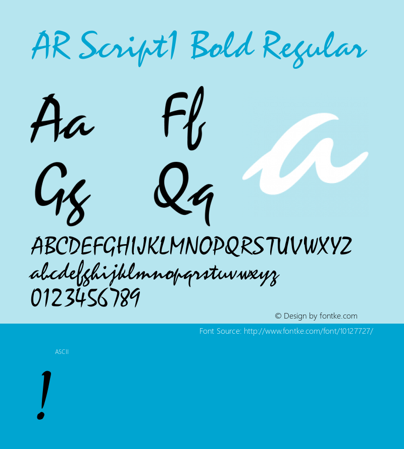 AR Script1 Bold Regular Version 2.10 Font Sample
